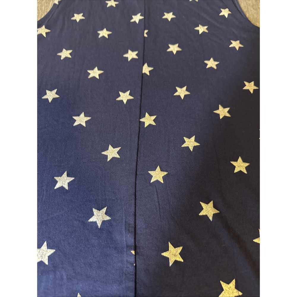 Old Navy Tank Top Womens Medium M Blue Silver Stars Luxe Sleeveless Stretch Knit - Picture 8 of 10